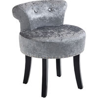 HOMCOM Dressing Table Stool Vanity Seat w/ Rubber Wood Legs - Grey