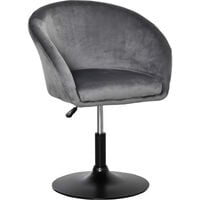 HOMCOM Swivel Bar Stool Fabric Dining Chair Dressing Stool Tub Seat Grey