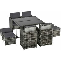 Outsunny Rattan Furniture Set Wicker Weave Patio Dining Table Seat Mixed Grey