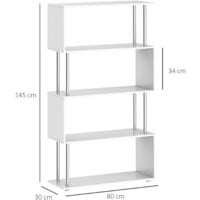 HOMCOM Wood S Shape Storage Display Unit Furniture - White