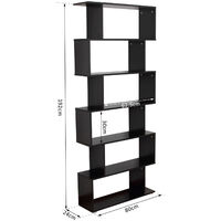 HOMCOM Wooden Wood S Shape Storage 6 Shelves Unit Cabinet - Black