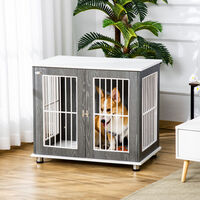PawHut Modern Dog Crate Pet Kennel Cage w/ Lockable Door - Grey & White