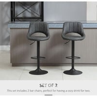 HOMCOM Barstools Set of 2 Adjustable Swivel Height Gas Lift PU Leather Chairs
