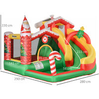 Outsunny Bouncy Castle with Slide Pool Trampoline Climbing Wall with Inflator