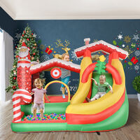 Outsunny Bouncy Castle with Slide Pool Trampoline Climbing Wall with Inflator