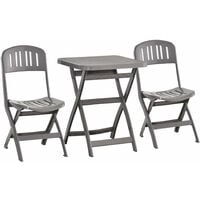 HOMCOM Three-Piece Bistro Set with Folding Chairs & Coffee Table - Grey