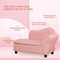 HOMCOM Kids Sofa Toddler Chair with Storage Compartment Eucalyptus Wood