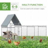PawHut Walk In Chicken Run Large Outdoor Chicken Cage Coop w/ Cover 3 x 1 x 1.7m