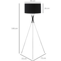 HOMCOM Modern Tripod Floor Lamp with Fabric Lampshade for Living Room Bedroom