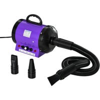 PawHut 2800W Dog Hair Dryer Pet Grooming Blaster Blower Dryer 3 Nozzles, Purple