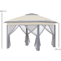 Outsunny Pop Up Gazebo Height Adjustable Canopy Tent w/ Carrying Bag, Beige