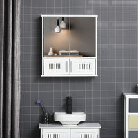 kleankin Bathroom Mirror Cabinet, Wall Mounted Storage Cupboard with Double Doors and Adjustable Shelf, Bathroom Organizer, White