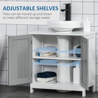 kleankin Modern Under Sink Cabinet with 2 Doors, Bathroom Vanity Unit, Pedestal Under Sink Design, Storage Cupboard with Adjustable Shelves, Grey
