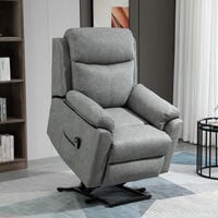 HOMCOM Power Lift Chair Electric Riser Recliner for Elderly, Faux Leather Sofa Lounge Armchair with Remote Control and Side Pocket, Grey