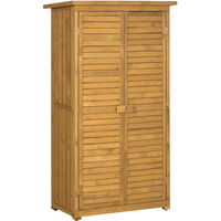 Outsunny Wooden Garden Storage Shed, 3-Tier Shelves Tool Cabinet w/ Asphalt Roof