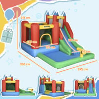 Outsunny Kids Bouncy Castle w/ Slide Water Pool Climbing Wall & Trampoline