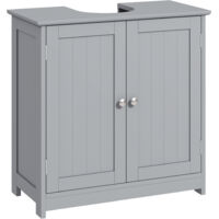 kleankin 60x60cm Under-Sink Storage Cabinet w/ Adjustable Shelf Grey