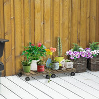 Outsunny 2 Pack Plant Stand with Wheels Flowerpot Holder Indoor & Outdoor Use