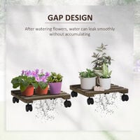 Outsunny 2 Pack Plant Stand with Wheels Flowerpot Holder Indoor & Outdoor Use