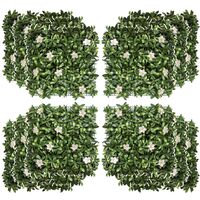 Outsunny 12PCS Artificial Boxwood Panel Faux Rhododendron Greenery Backdrop