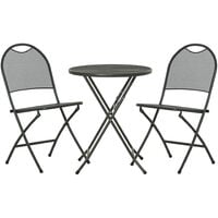Outsunny 3 Piece Garden Bistro Set w/ Foldable Design Round Dining Table Black