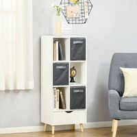 HOMCOM Modern Bookcase Tall Bookcase with Storage Shelves Drawer for Study