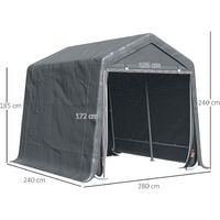 Outsunny Garden Storage Tent Bike Shed w/ Metal Frame & Zipper Doors, Grey