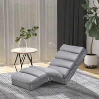 HOMCOM Lounge Sofa Bed Adjustable Floor Sleeper Chair Seat Chaises, Dark Grey