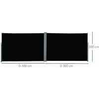Outsunny 6 x 2m Patio Double Side Awning Folding Privacy Screen Fence Black