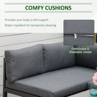 Outsunny 5-Piece Corner Garden Furniture Set w/ 2 Tables, Grey Aluminium Frame
