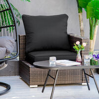 Outsunny Outdoor Seat and Back Cushion Set, Deep Seating Chair Cushion, Black