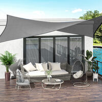 Outsunny 5 x 4m Sun Shade Sail Rectangle Canopy UV Protection, Charcoal Grey