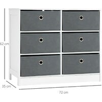 HOMCOM Chests of Drawer Fabric Dresser Storage Cabinet w/ 6 Drawers for Bedroom