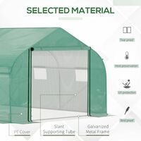 Outsunny Walk-in Polytunnel Garden Greenhouse, Outdoor Mesh Door Greenhouse with PE Cover and 6 Windows, 4.5 x 3 x 2m, Green