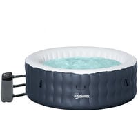 Outsunny Round Inflatable Hot Tub Bubble Spa w/ Pump, Cover,4-6 Person Blue