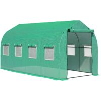 Outsunny Walk in Polytunnel Greenhouse Galvanised Steel w/ Zipped Door 4 x 2M