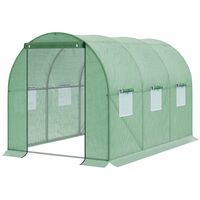 Outsunny Walk in Polytunnel Greenhouse Galvanised Steel w/ Zipped Door 3 x 2M