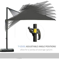 Outsunny 360° Cantilever Parasol Roma Umbrella w/ Base Weights, Cover, Dark Grey
