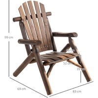 Outsunny Outdoor Patio Adirondack Chair w/ Fir Wood Frame Carbonized Color