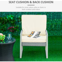 Outsunny 2 Piece Cushion Seat Cushion Pads for Rattan Furniture Indoor Outdoor