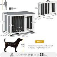 PawHut Wooden Dog Crate Foldable Dog Cage End Table for Small Medium Pets Grey