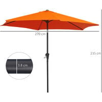 Outsunny Patio Umbrella Parasol Sun Shade Garden Aluminium Orange 2.7M