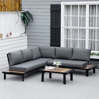 Outsunny 4 PCS Garden Furniture Conversation Set w/ Loveseat Table, Grey