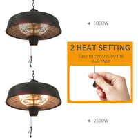 Outsunny Adjustable Infrared Halogen Ceiling Mounted Light Heater 1000/2500W