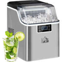 HOMCOM Counter Top Ice Maker Machine with Adjustable Cube Size Scoop Silver