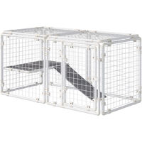 PawHut DIY Rabbit Hutch 9PCs Guinea Pig House Bunny Cage w/ Door Ladder Divider