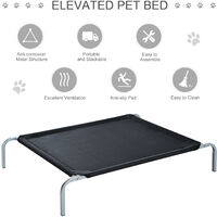 PawHut Elevated Pet Bed Portable Camping Raised Dog Metal Frame Black - Medium