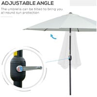 Outsunny 2.7M Patio Umbrella Outdoor Sunshade Canopy w/ Tilt and Crank White