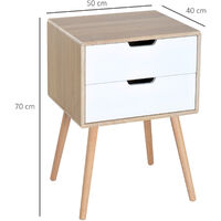 HOMCOM Side Cabinet Drawer Storage Unit Bedside Free Standing Wood Bedroom