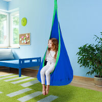 HOMCOM Swing Seat Hammock Kids Nest Rope Hanging Blue Indoor Outdoor